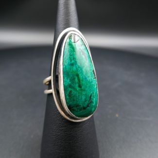 Vintage kæmpe klemme finger-ring med malakit 