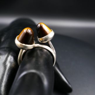 Dobbelt sølvring fra From med tigerøjne sten (58)