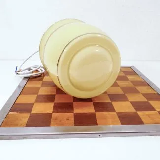 Gullig glaspendel med en rød/sølvstriber fra 1940´erne (24)