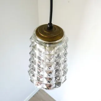Vintage glas-pendel med messing top (H23)