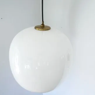 Stor Radiohus pendel af hvid blank opal-glas (40)