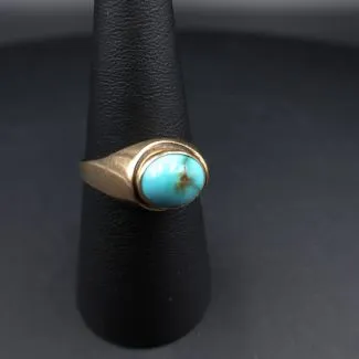 Vintage 14 karat guldring med turkis fra Grün (60)