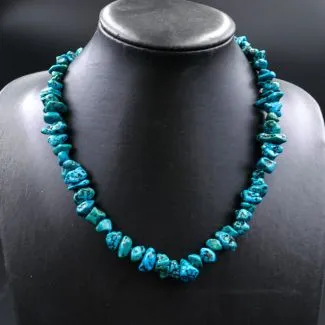 Ægte turkis halskæde med ny sølv lås (50)