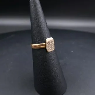 Vintage signet guldring i 14 karat til lillefinger (51)