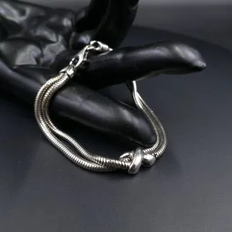 Vintage dobbelt sølvarmbånd i sterling sølv (18,5)