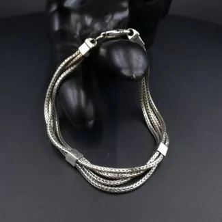 Vintage 4-radet sølvarmlænke fra 1980´erne (18,5)