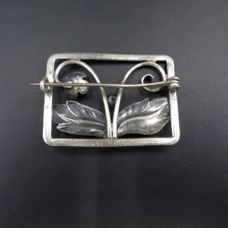 Vintage firkantet sølvbroche fra Hingelberg (3,7 x2,7)