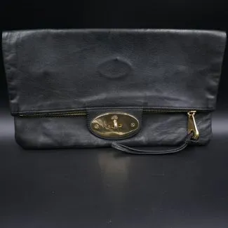 Ægte Mulberry flip-over clutch af sort læder