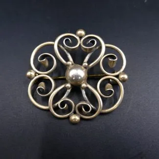 Vintage håndlavet dansk sølv broche