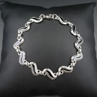 Vintage sølvarmbånd med sort emalje (19)