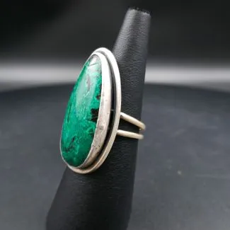 Vintage kæmpe klemme finger-ring med malakit 