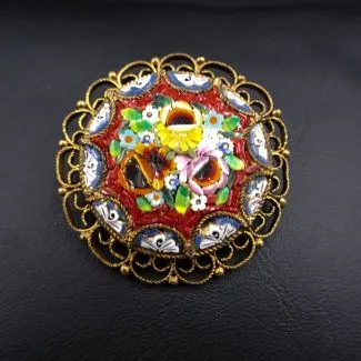 Vintage italiensk millefiore broche