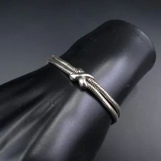 Vintage dobbelt sølvarmbånd i sterling sølv