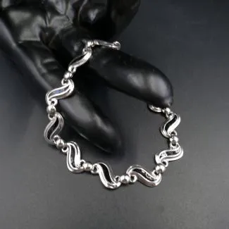 Vintage sølvarmbånd med sort emalje