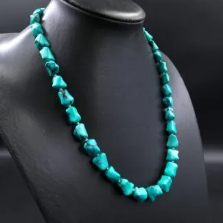 Blå turkishalskæde med sølv filigran lås fra Fenster (53)