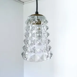 Vintage glas-pendel med messing top