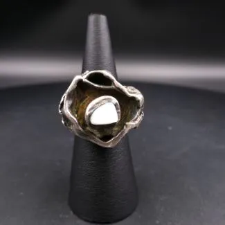 Vintage brutalist ring fra Jens Guðjónsson af sterling sølv