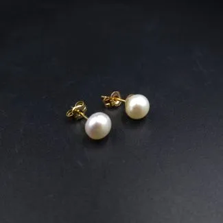 14 karat guld ørestikkere med glansfulde perler