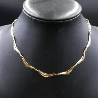 Vintage leddelt guld halscollier fra Siersbøl