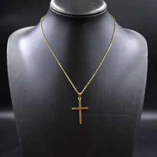 Vintage guldhalskæde med et enkelt guldkors
