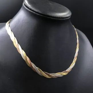 Italiensk vintage collier af trefarvet sølv