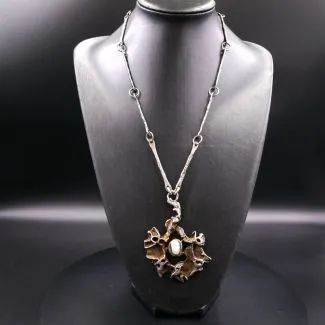 Vintage brutalist halskæde fra Jens Guðjónsson af sterling sølv