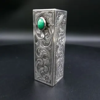 Vintage læbestift etui af sølv i original papirs æske