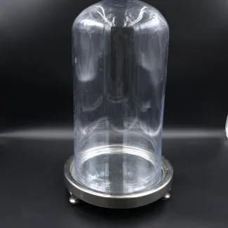 Stor fransk glas montre/kuppel på base af chrom