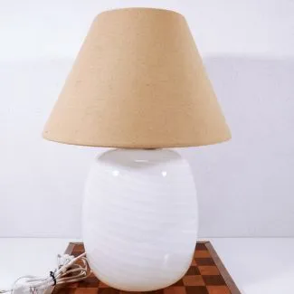 Stor Murano bordlampe i hvidt swirl glas inkl. skærm