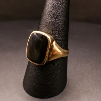 Vintage otte karat herreguldring med onyx