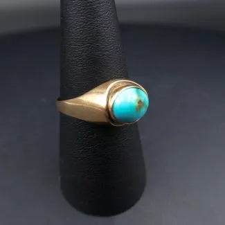 Vintage fjorten karat guldring med turkis fra Hugo Grün