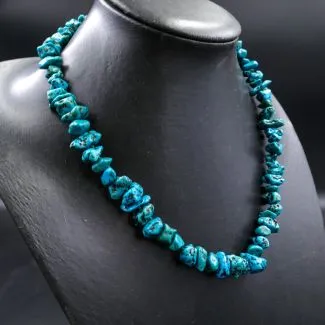 Ægte turkis halskæde med ny sølv lås