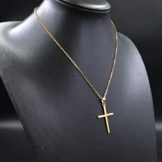 Vintage guldhalskæde med et enkelt guldkors (45)