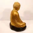 Stor siddende Buddha figur af bemalet gibs