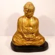 Stor siddende Buddha figur af bemalet gibs