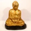 Stor siddende Buddha figur af bemalet gibs