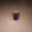 Kraftig vintage guldring fra Siersbøl med Lapis Lazuli