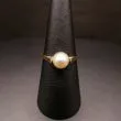 Vintage guldring med stor ægte Akoya perle