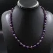 Vintage halskæde med perler af granatsten samt ametystkvarts