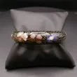 Vintage bred armring med sort bund og blomster cloisonné