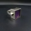 Vintage firkantet sølvring med ametyst