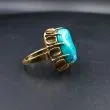 Exceptionel cocktail guld ring med stor turkis
