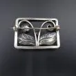 Vintage firkantet sølvbroche fra Hingelberg