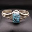 Vintage kraftig, åben sølvarmring med turkis sten