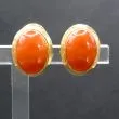 Vintage store atten karat guldøreclips med koral cabochon