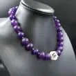 Designer halskæde med store polerede ametyst perler og sølv