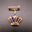 Fineste Volmer Bahner vintage broche i form af emaljeret kongekrone