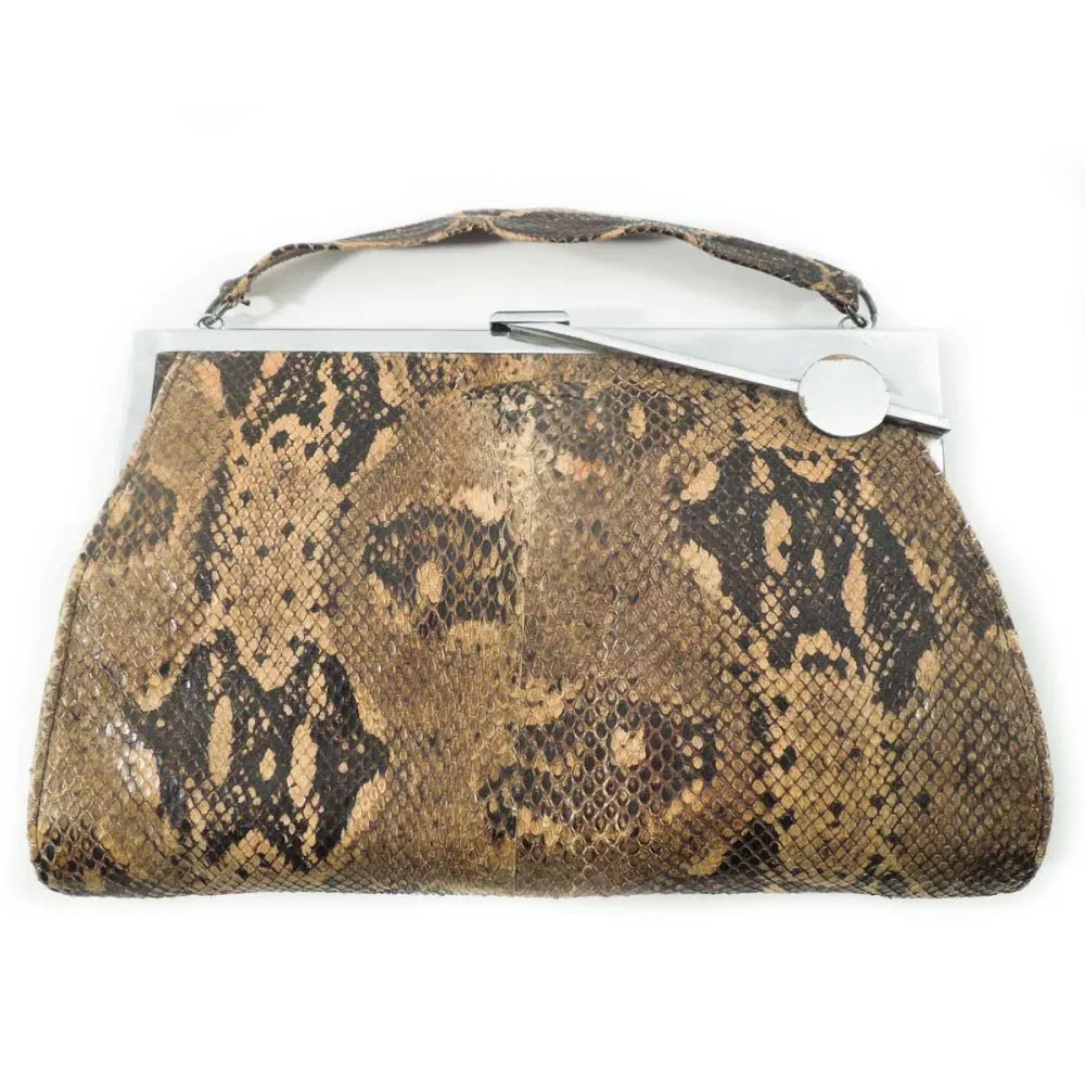 Art deco taske i pytonskind med DET fineste lukketøj 