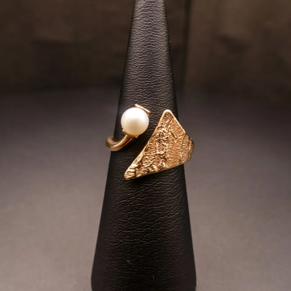 Vintage otte karat guldring fra Siersbøl med perle