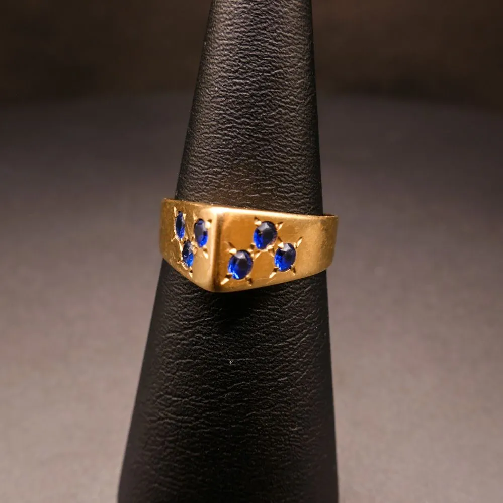 Vintage guldring med blå sten fra Aage Albing 